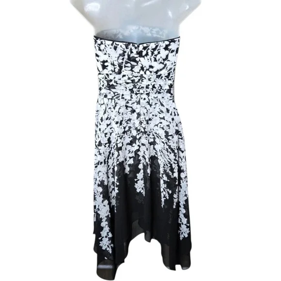 WHBM Womens Whimsigoth Floral Dress Size 10 Strapless Event Handkerchief Hem - Picture 5 of 9